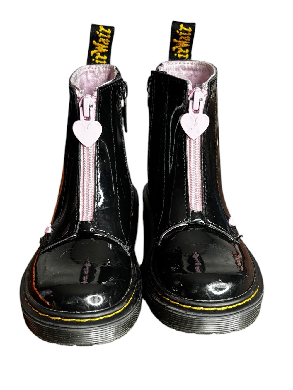 Dr Martens Junior Heart Nappa Patent Leather Pull on Zipper Boots Little Girl 11 - Picture 3 of 11